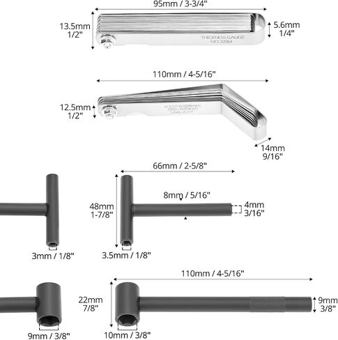 QWORK 4 Pcs Adjusting Valves Tools Set, Motorcycle Engine Screw Spanner, Straight / Offset Feeler Gauges, for Motorcycle Motor Engine in Saudi Arabia