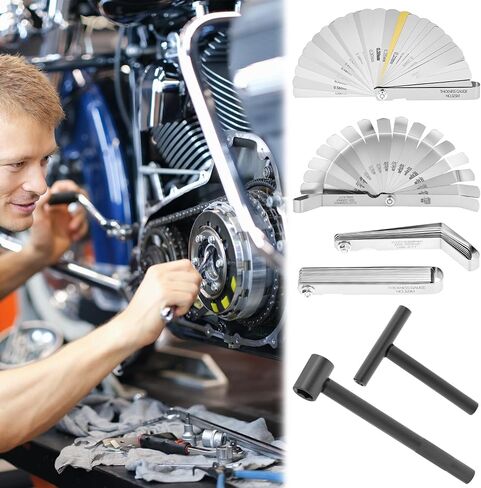 QWORK 4 Pcs Adjusting Valves Tools Set, Motorcycle Engine Screw Spanner, Straight / Offset Feeler Gauges, for Motorcycle Motor Engine in Saudi Arabia