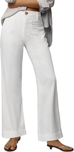 Womens High Waisted Wide Leg Jeans Trendy Stretchy Loose Flare Baggy High Rise Denim Pants with Pocket in Saudi Arabia