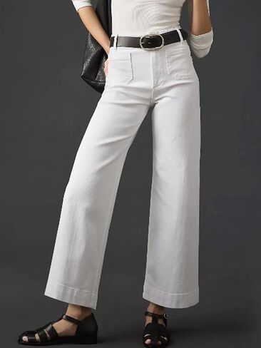 Womens High Waisted Wide Leg Jeans Trendy Stretchy Loose Flare Baggy High Rise Denim Pants with Pocket in Saudi Arabia