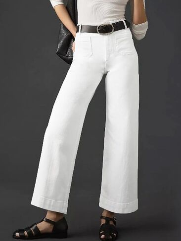 Womens High Waisted Wide Leg Jeans Trendy Stretchy Loose Flare Baggy High Rise Denim Pants with Pocket in Saudi Arabia