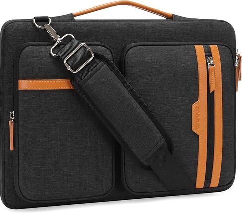 MOSISO 360 Protective Laptop Bag, 15.6 inch Computer Bag Compatible with MacBook Pro 16, HP, Dell, Asus Notebook, Side Open Sleeve with 2 Rectangle Zipper Pockets&Extendable Handle, Black in Saudi Arabia