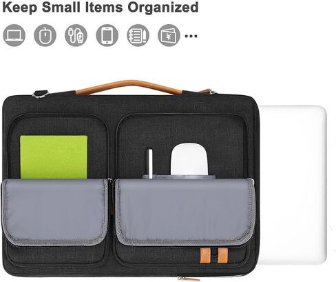 MOSISO 360 Protective Laptop Bag, 15.6 inch Computer Bag Compatible with MacBook Pro 16, HP, Dell, Asus Notebook, Side Open Sleeve with 2 Rectangle Zipper Pockets&Extendable Handle, Black in Saudi Arabia