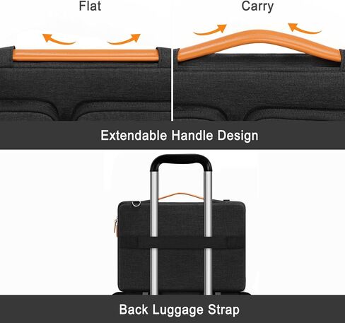 MOSISO 360 Protective Laptop Bag, 15.6 inch Computer Bag Compatible with MacBook Pro 16, HP, Dell, Asus Notebook, Side Open Sleeve with 2 Rectangle Zipper Pockets&Extendable Handle, Black in Saudi Arabia