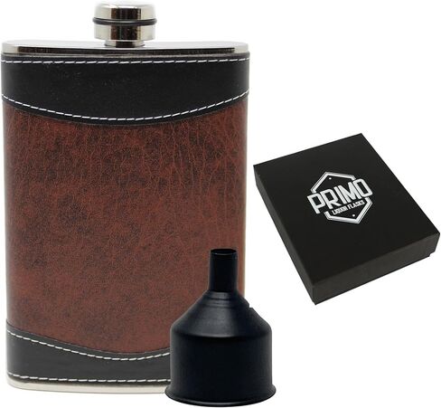 Flasks for liquor for Men, 8oz Heavy Duty Hip Flask with Funnel, Black and Brown, Gift boxed in Saudi Arabia