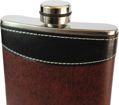 Flasks for liquor for Men, 8oz Heavy Duty Hip Flask with Funnel, Black and Brown, Gift boxed in Saudi Arabia