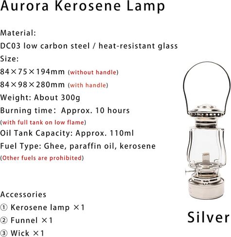 Springhill Aurora Kerosene Lanterns, Oil Lanterns, Kerosene Lamps, Set of Lanterns, Fuel Lantern (Silver) in Saudi Arabia