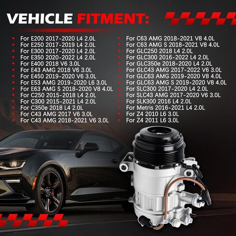 AC Compressor Fit for C250 C300 C350e C63 AMG C43 AMG, for E200 E250 E300 E350 E400 E450, for GLC250 GLC300, for SLK300 SLC300, for Metris, A/C Compressor with Clutch Replace for 168324 in Saudi Arabia