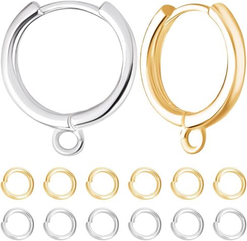 Beebeecraft 20pcs Hoop Huggie Consring Hooks 925 Sterling Silver Prass French French Round Roundring Heals with Open Jump Rings for Jewelry Making Diy Crafts in Kuwait