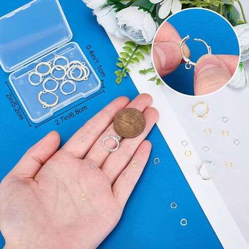 Beebeecraft 20pcs Hoop Huggie Consring Hooks 925 Sterling Silver Prass French French Round Roundring Heals with Open Jump Rings for Jewelry Making Diy Crafts in Kuwait