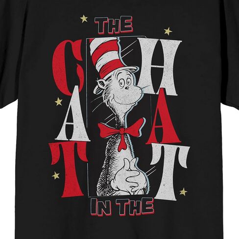 تي شيرت The Cat in The Hat Stars للكبار ذو رقبة دائرية وأكمام قصيرة باللون الأسود in Saudi Arabia