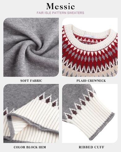 Messic Womens Fall Sweaters 2025 Long Sleeve Colorblock Pullover Casual Knit Winter Oversized Tops M-2XL in Kuwait