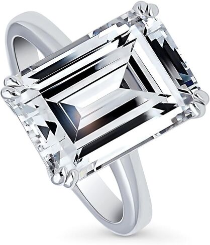 BERRICLE Sterling Silver CZ 3-Stone Solitaire Wedding Engagement Rings for Women, Cubic Zirconia Ring - Asscher, Cushion, Emerald, Pear, Round Cut - Canary Yellow, Green, Amethyst Purple Colors in Kuwait