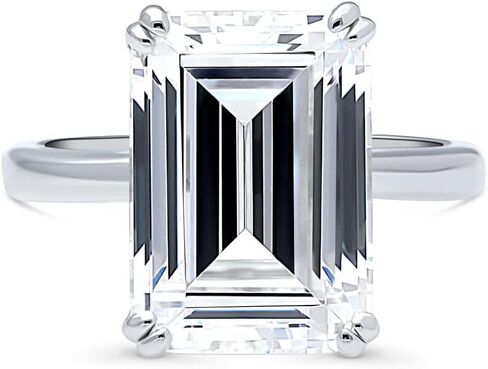 BERRICLE Sterling Silver CZ 3-Stone Solitaire Wedding Engagement Rings for Women, Cubic Zirconia Ring - Asscher, Cushion, Emerald, Pear, Round Cut - Canary Yellow, Green, Amethyst Purple Colors in Kuwait