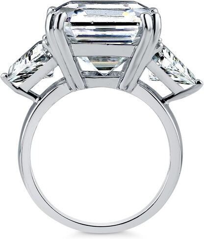 BERRICLE Sterling Silver CZ 3-Stone Solitaire Wedding Engagement Rings for Women, Cubic Zirconia Ring - Asscher, Cushion, Emerald, Pear, Round Cut - Canary Yellow, Green, Amethyst Purple Colors in Saudi Arabia