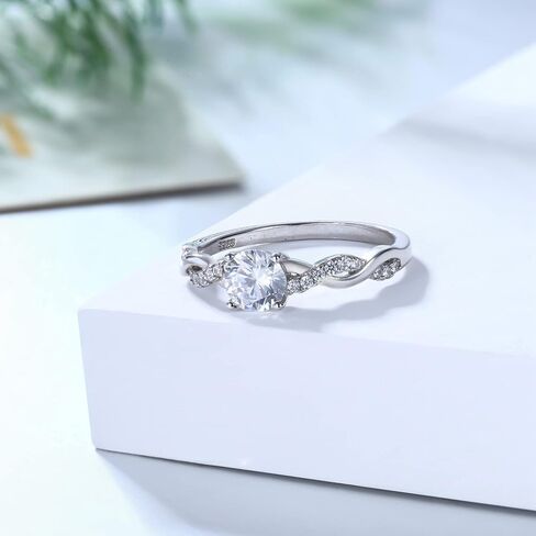 خواتم خطوبة من الفضة الإسترليني عيار 925 للنساء 1 CT-2 CT 5A خواتم زفاف زركونيا مكعبة خواتم سوليتير هالة الوعد لها مقاس 5-9 in Saudi Arabia