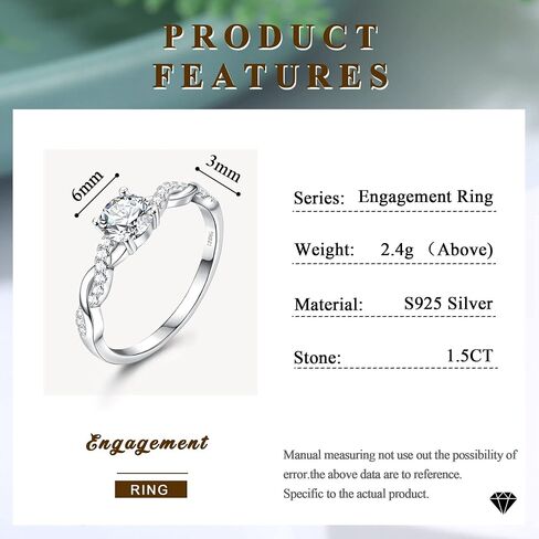 خواتم خطوبة من الفضة الإسترليني عيار 925 للنساء 1 CT-2 CT 5A خواتم زفاف زركونيا مكعبة خواتم سوليتير هالة الوعد لها مقاس 5-9 in Saudi Arabia