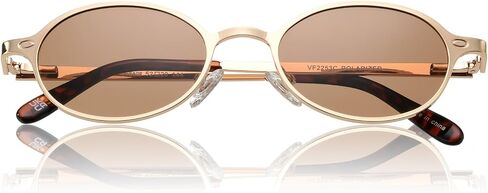 Polarized Retro Oval Sunglasses Womens Men Trendy 2025, Vintage Narrow Round Shades Chic 80 90s Sun Glasses VF2253 in Kuwait