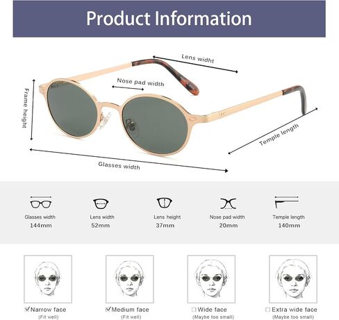 Polarized Retro Oval Sunglasses Womens Men Trendy 2025, Vintage Narrow Round Shades Chic 80 90s Sun Glasses VF2253 in Kuwait
