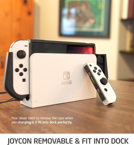 حافظة Mumba قابلة للإرساء لجهاز Nintendo Switch OLED 2021، [سلسلة Blade] ملحقات غطاء حماية بمقبض TPU متوافقة مع Nintendo Switch OLED 7 بوصة ووحدة تحكم Joy-Con (موجات) in Kuwait