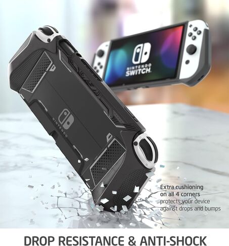 حافظة Mumba قابلة للإرساء لجهاز Nintendo Switch OLED 2021، [سلسلة Blade] ملحقات غطاء حماية بمقبض TPU متوافقة مع Nintendo Switch OLED 7 بوصة ووحدة تحكم Joy-Con (موجات) in Kuwait
