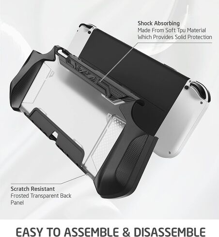 حافظة Mumba قابلة للإرساء لجهاز Nintendo Switch OLED 2021، [سلسلة Blade] ملحقات غطاء حماية بمقبض TPU متوافقة مع Nintendo Switch OLED 7 بوصة ووحدة تحكم Joy-Con (موجات) in Kuwait