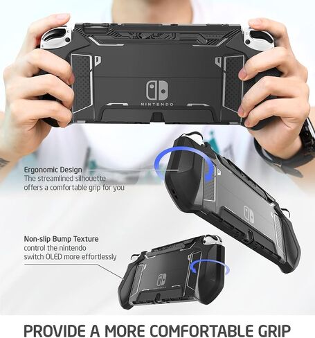 حافظة Mumba قابلة للإرساء لجهاز Nintendo Switch OLED 2021، [سلسلة Blade] ملحقات غطاء حماية بمقبض TPU متوافقة مع Nintendo Switch OLED 7 بوصة ووحدة تحكم Joy-Con (موجات) in Kuwait