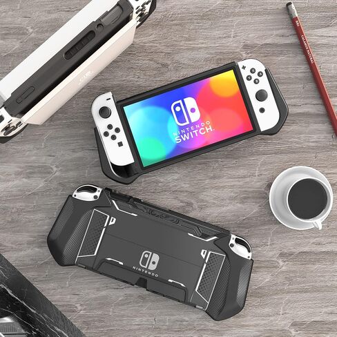 حافظة Mumba قابلة للإرساء لجهاز Nintendo Switch OLED 2021، [سلسلة Blade] ملحقات غطاء حماية بمقبض TPU متوافقة مع Nintendo Switch OLED 7 بوصة ووحدة تحكم Joy-Con (موجات) in Kuwait