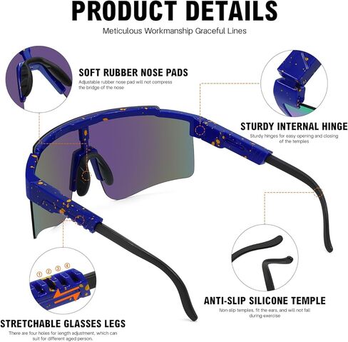نظارات شمسية رياضية من MALIDAK للرجال والنساء والشباب نظارات بيسبول حماية من الأشعة فوق البنفسجية 400 للرجال لركوب الدراجات in Kuwait