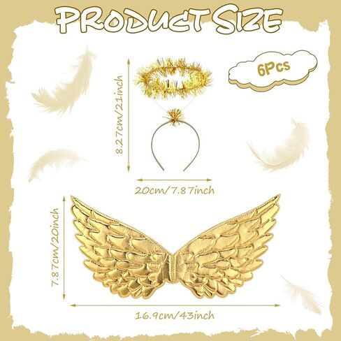 12 Pcs Angel Costume Accessory Sequin Angel Wings and Headband Set for Halloween Cosplay Party Dance Performances in Kuwait