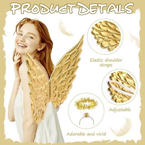 12 Pcs Angel Costume Accessory Sequin Angel Wings and Headband Set for Halloween Cosplay Party Dance Performances in Kuwait