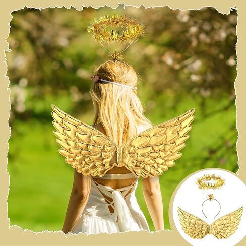 12 Pcs Angel Costume Accessory Sequin Angel Wings and Headband Set for Halloween Cosplay Party Dance Performances in Kuwait