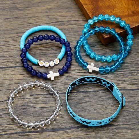 Pingyongchang W.W.J.D. Cross Bracelets Set for Women Men Boho Clay Glass Beaded Stackable Stretch Bracelets What Wound Jesus Do Bracelet Christian Religious Faith Jewelry Gift in Saudi Arabia