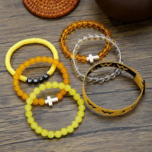 Pingyongchang W.W.J.D. Cross Bracelets Set for Women Men Boho Clay Glass Beaded Stackable Stretch Bracelets What Wound Jesus Do Bracelet Christian Religious Faith Jewelry Gift in Saudi Arabia