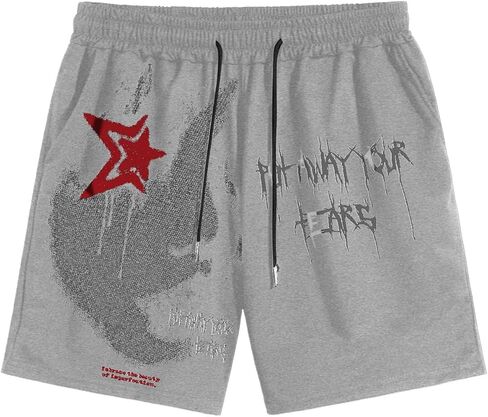 SOLY HUX Mens Graphic Shorts Casual Summer Drawstring Elastic Waist Shorts with Pockets Y2K Streetwear in Kuwait