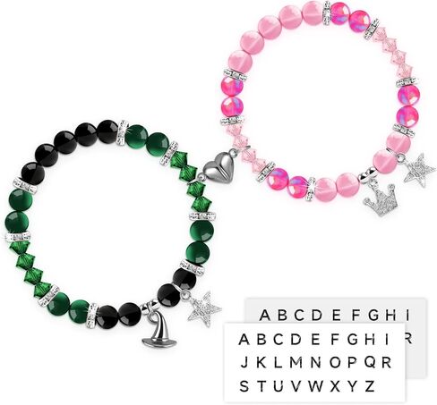 cow print Couples Bracelets Gift for Lovers - His and Hers Stretchable Bead Love Bracelets with Alphabet Stickers - Wedding, Valentine's Day, Christmas Jewelry Gifts for Women Men in Saudi Arabia