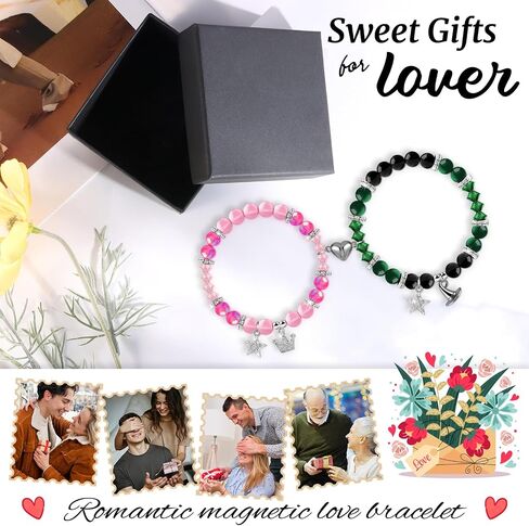 cow print Couples Bracelets Gift for Lovers - His and Hers Stretchable Bead Love Bracelets with Alphabet Stickers - Wedding, Valentine's Day, Christmas Jewelry Gifts for Women Men in Saudi Arabia
