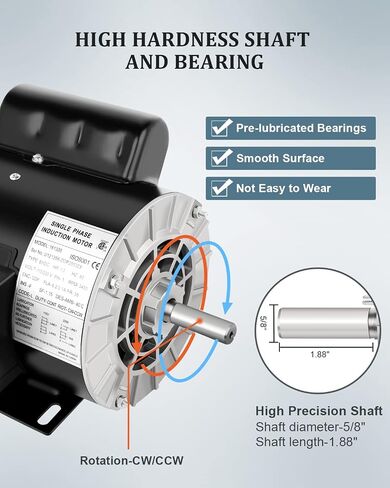 Air Compressor Motor 3.7 HP Electric Motor, 3450 RPM, 230V Single Phase, 56 Frame 5/8 Keyed Shaft 60 HZ in Kuwait