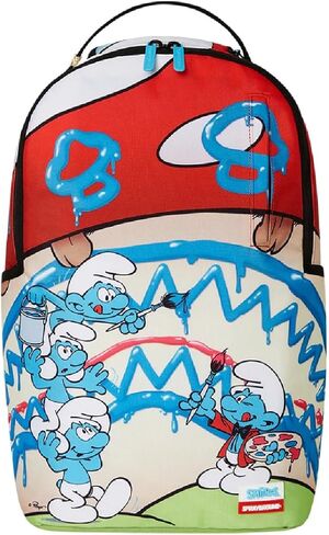 Sprayground Art Party Backpack, 18x6x11.5 Inches, 900D Polyester Fabric, Multiple Compartments, Laptop Sleeve, Gold Hardware in Saudi Arabia