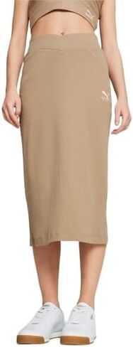 PUMA Womens Classics Ribbed Midi Skirt Casual Casual - Beige - Size M in Saudi Arabia