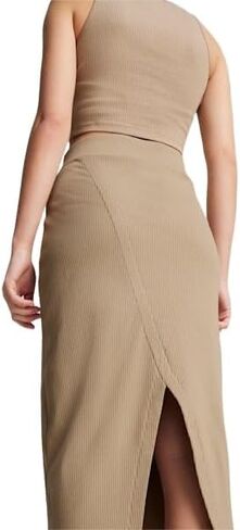 PUMA Womens Classics Ribbed Midi Skirt Casual Casual - Beige - Size M in Saudi Arabia