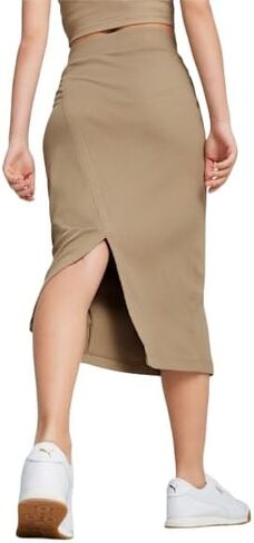 PUMA Womens Classics Ribbed Midi Skirt Casual Casual - Beige - Size M in Saudi Arabia