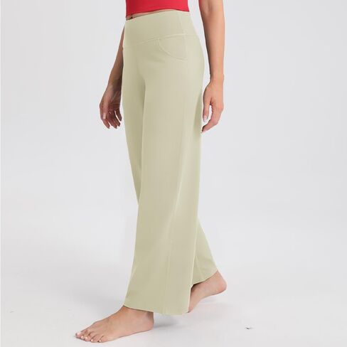 Women's Straight Leg Yoga Pants, High Waist Office Trousers, Stretchy Work Pants with Pockets in Saudi Arabia