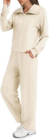 مجموعات من القطعة المكونة للسيدات من طية صدر السترة نصف سوينة سوينة سروال سروال سروال سروال صالة تسقط ملابس السقوط in Kuwait