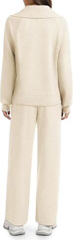 مجموعات من القطعة المكونة للسيدات من طية صدر السترة نصف سوينة سوينة سروال سروال سروال سروال صالة تسقط ملابس السقوط in Kuwait