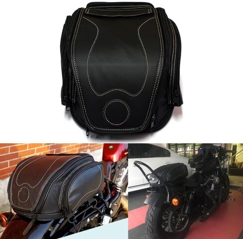 MZS Motorcycle Tail Bag, Expandable Dual Use Helmet Bag Luggage Storage Backpack with Waterproof Rain Cover - Multifunctional Motorbike Rear Seat Bag Accessories in Saudi Arabia