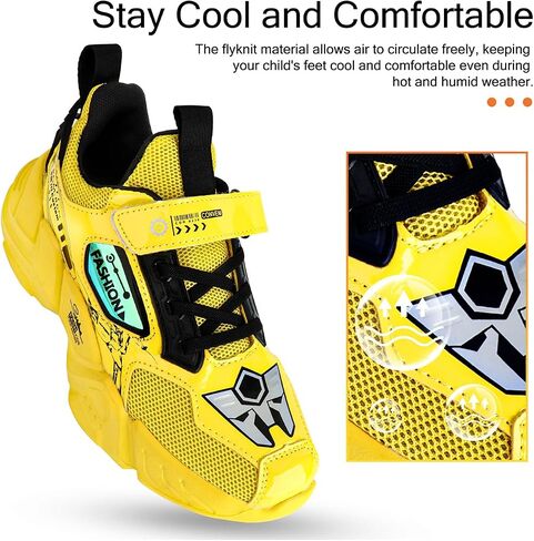Kid Boys Girls Lightweight Breathable Sneakers Strap Athletic Tennis Shoes for Running Walking in Kuwait