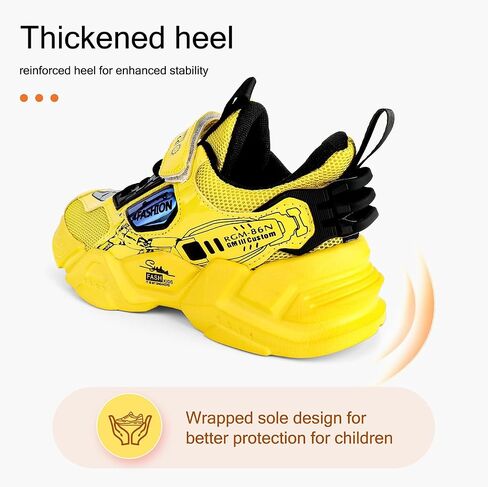 Kid Boys Girls Lightweight Breathable Sneakers Strap Athletic Tennis Shoes for Running Walking in Kuwait