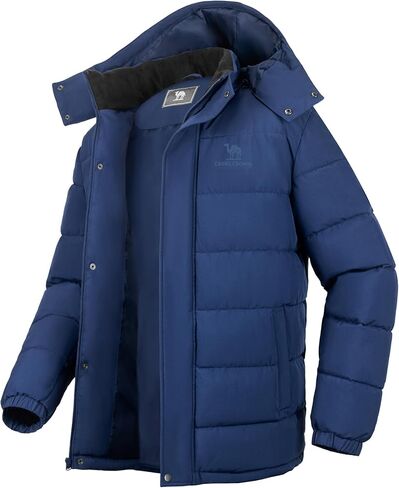 CAMELSPORTS Mens Winter Coats Warm Jacket with Detachable Hood Water-Repellent Windproof Parkas Casual Jackets in Kuwait