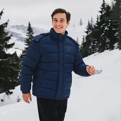 CAMELSPORTS Mens Winter Coats Warm Jacket with Detachable Hood Water-Repellent Windproof Parkas Casual Jackets in Kuwait